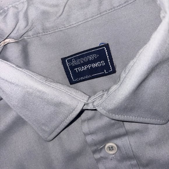 Vintage Arrow Trapping Light Grey Button Up Shirt L - Picture 6 of 7